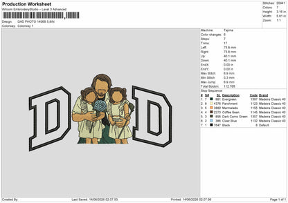 Dad Photo 1406b Embroidery Machine Design File 6 sizes