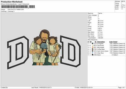 Dad Photo 1406b Embroidery Machine Design File 6 sizes