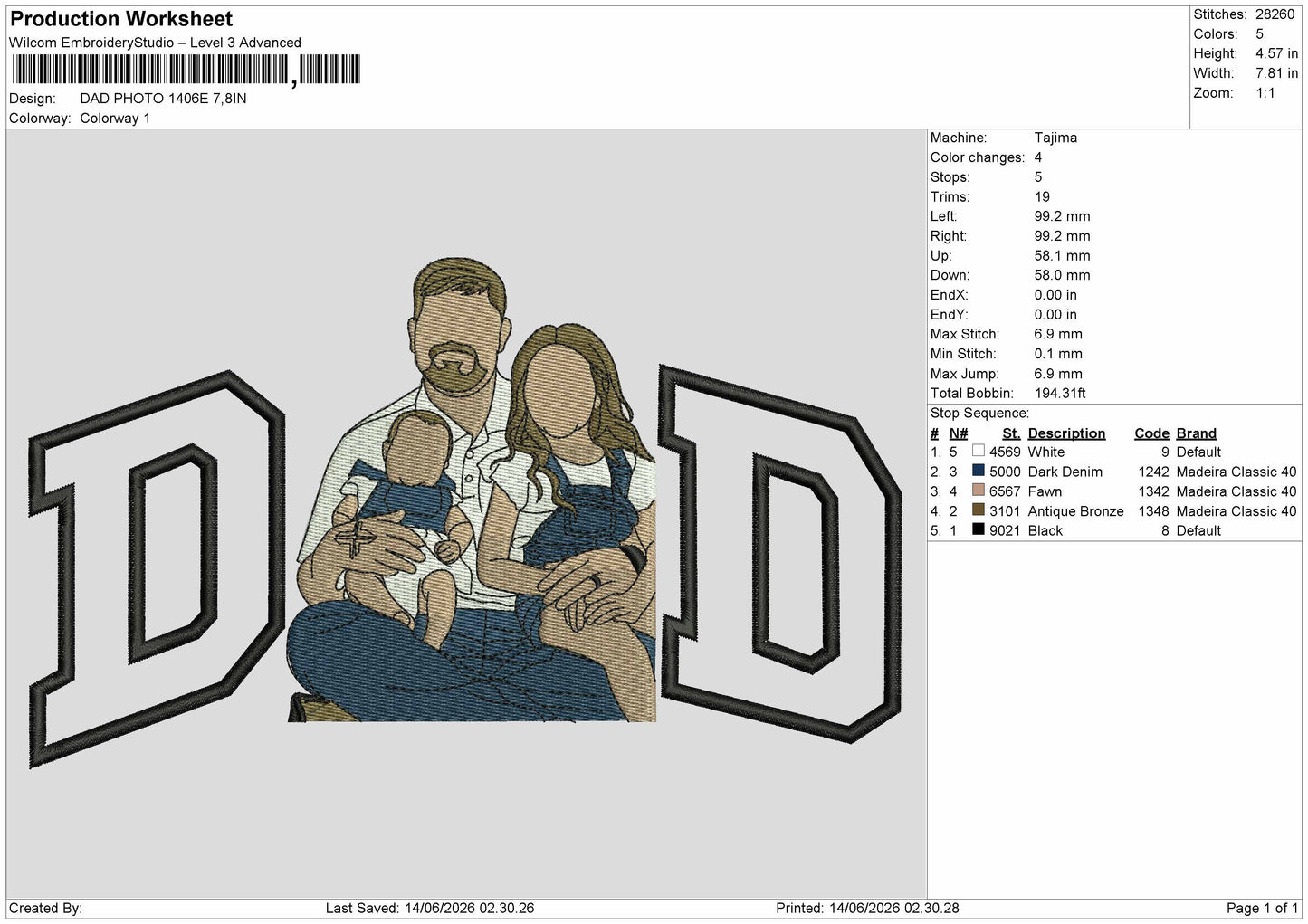 Dad Photo 1406e Embroidery Machine Design File 6 sizes
