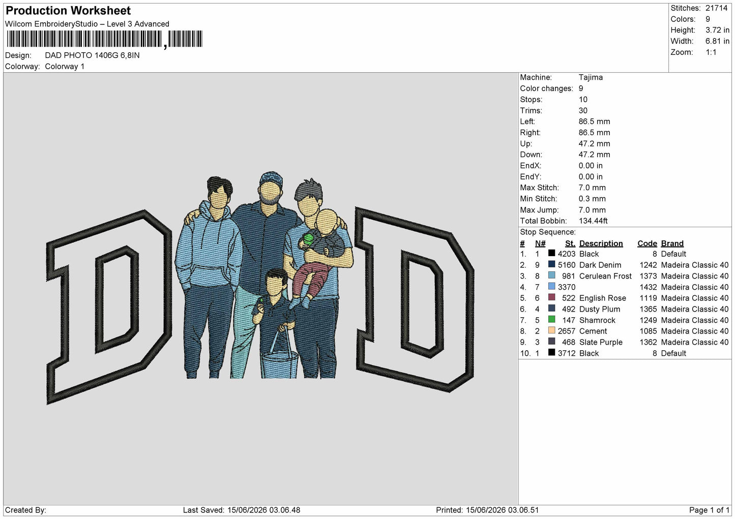 Dad Photo 1406g Embroidery Machine Design File 6 sizes