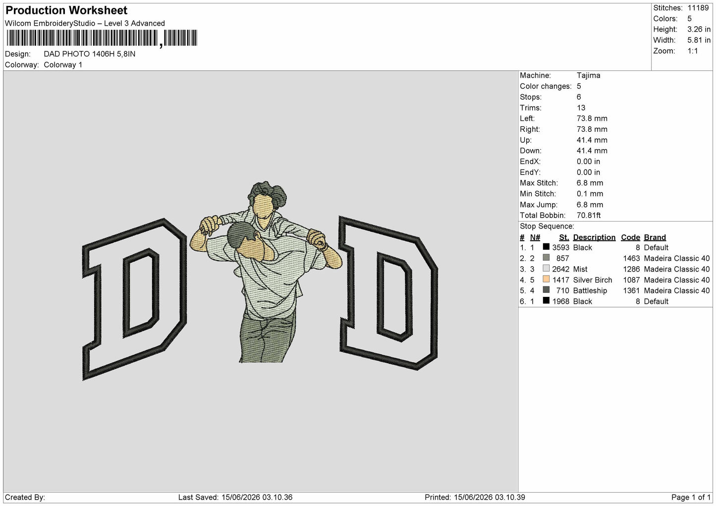 Dad Photo 1406h Embroidery Machine Design File 6 sizes