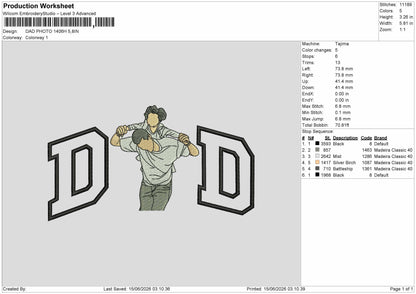 Dad Photo 1406h Embroidery Machine Design File 6 sizes
