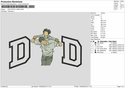 Dad Photo 1406h Embroidery Machine Design File 6 sizes