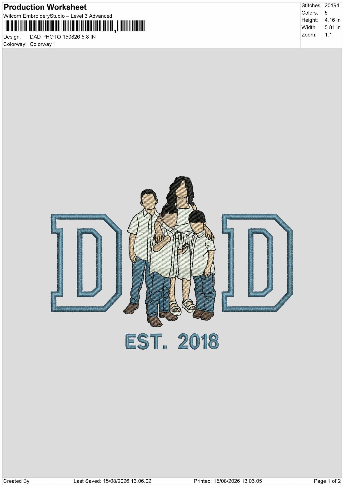 Dad Photo 1508 Embroidery Machine Design File 6 sizes
