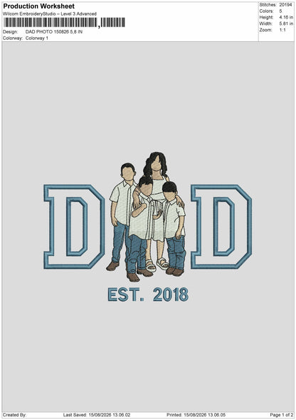 Dad Photo 1508 Embroidery Machine Design File 6 sizes