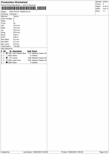 Dad Photo 1508 Embroidery Machine Design File 6 sizes