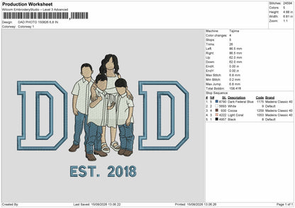 Dad Photo 1508 Embroidery Machine Design File 6 sizes