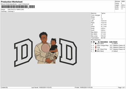 Dad Photo 1606a Embroidery Machine Design File 6 sizes