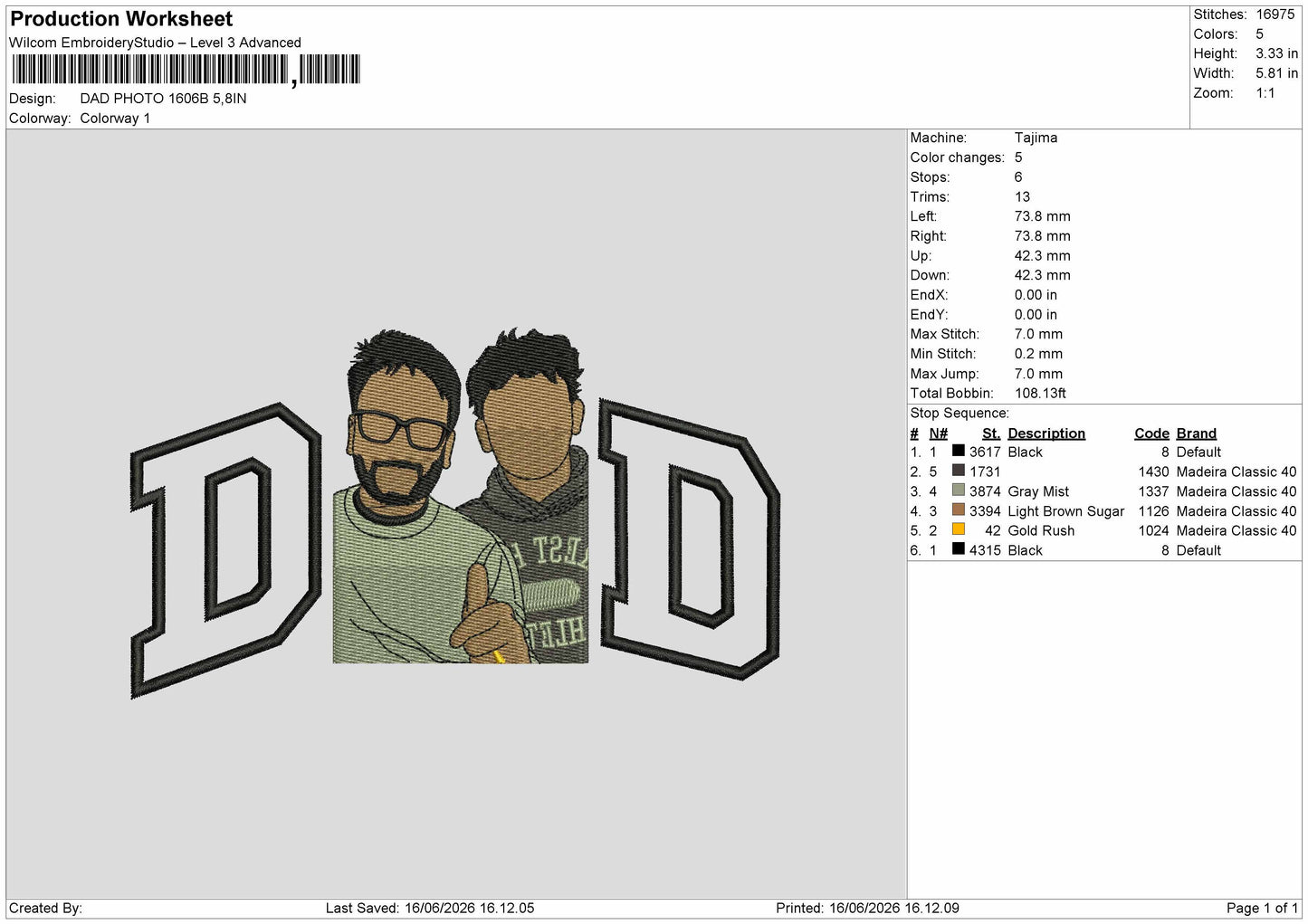 Dad Photo 1606b Embroidery Machine Design File 6 sizes