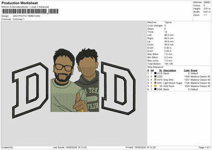 Dad Photo 1606b Embroidery Machine Design File 6 sizes