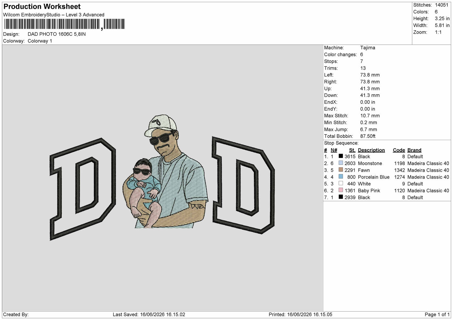 Dad Photo 1606c Embroidery Machine Design File 6 sizes