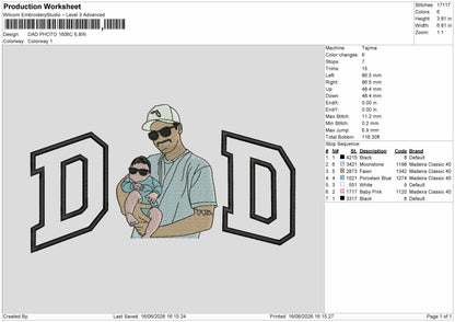 Dad Photo 1606c Embroidery Machine Design File 6 sizes