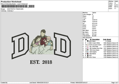 Dad Photo 1804 Embroidery File 6 sizes