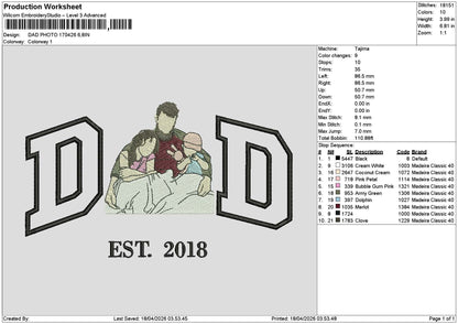Dad Photo 1804 Embroidery File 6 sizes
