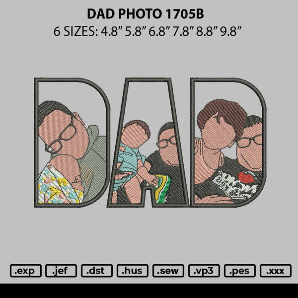Dad Photo 1705b Embroidery File 6 sizes