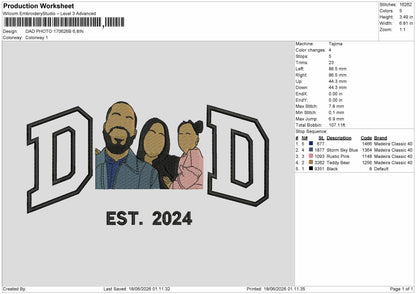 Dad Photo 170626B Embroidery Machine Design File