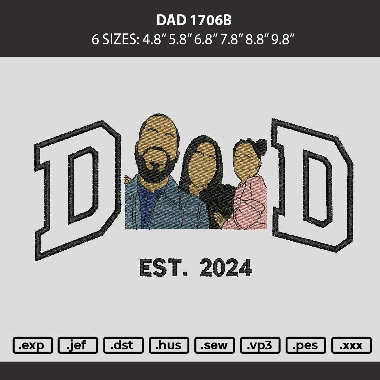 Dad Photo 170626B Embroidery Machine Design File