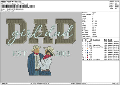 Dad Photo 2005 Embroidery Machine Design File 6 sizes