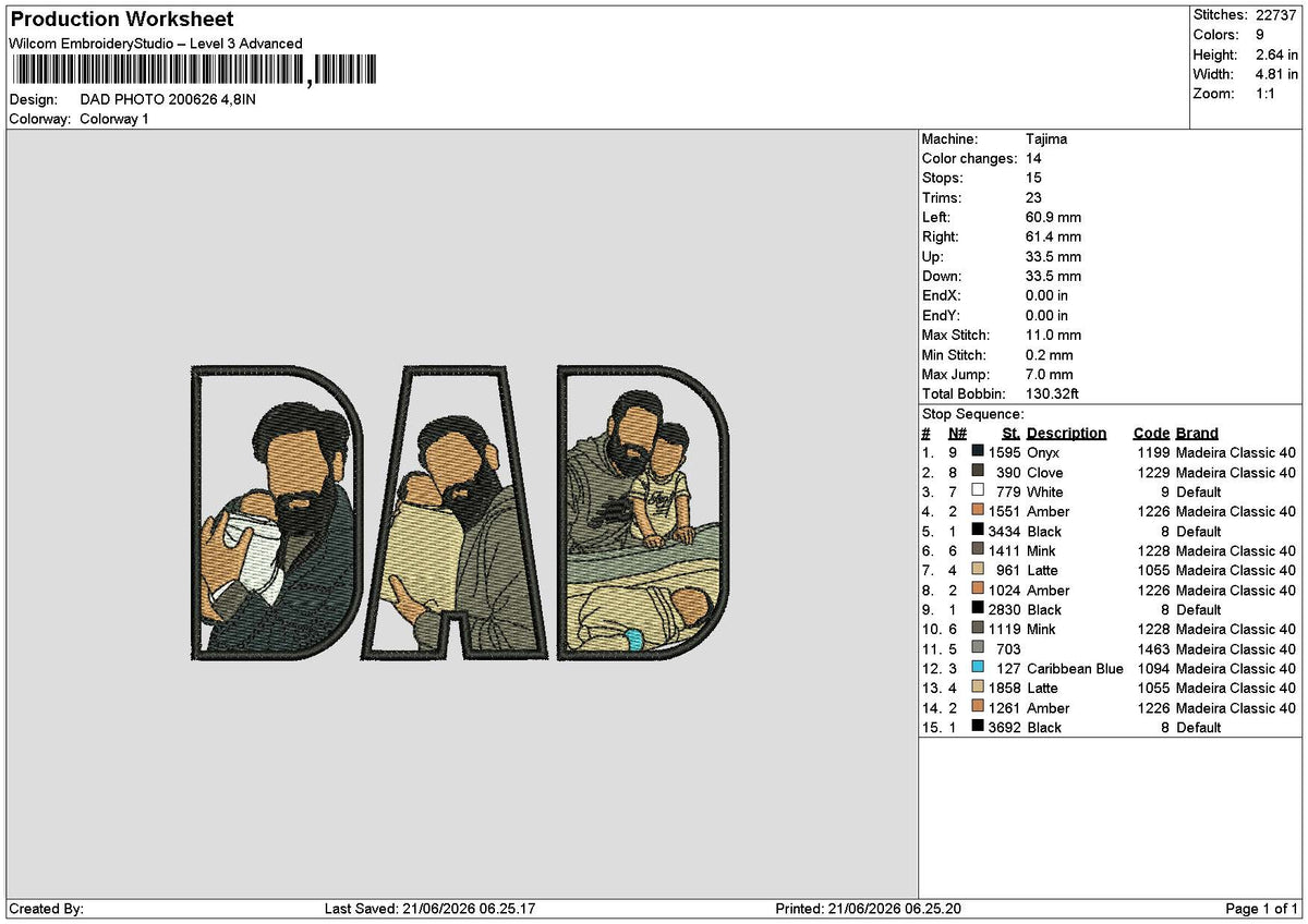 Dad Photo 2006 Embroidery Machine Design File 6 sizes