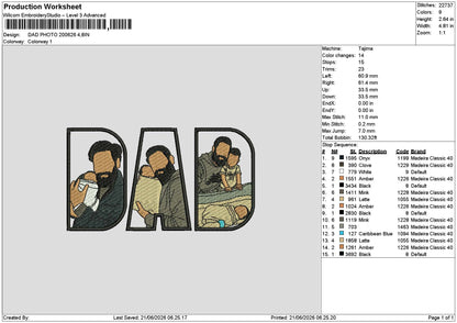 Dad Photo 2006 Embroidery Machine Design File 6 sizes