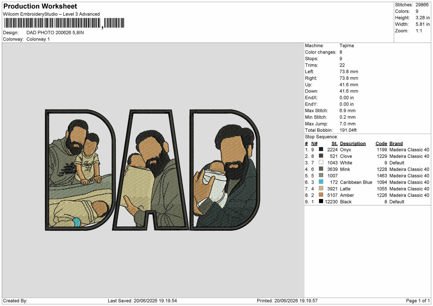 Dad Photo 2006 Embroidery Machine Design File 6 sizes