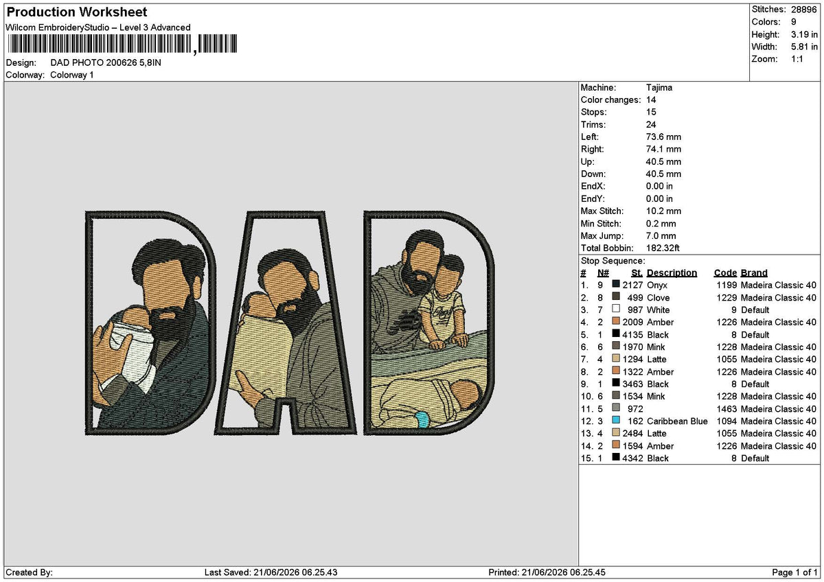 Dad Photo 2006 Embroidery Machine Design File 6 sizes