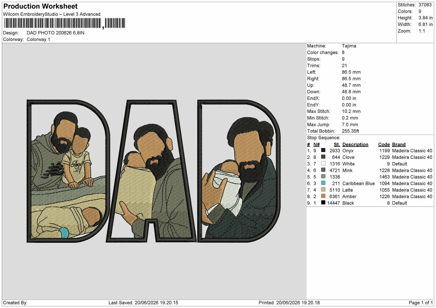 Dad Photo 2006 Embroidery Machine Design File 6 sizes