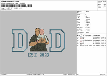 Dad Photo 2006b Embroidery Machine Design File 6 sizes