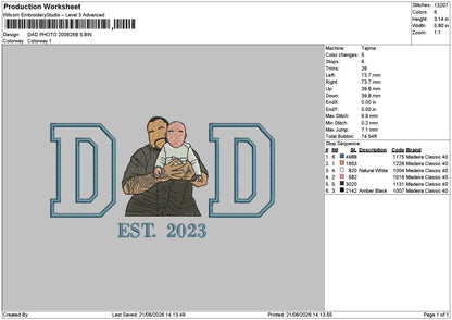 Dad Photo 2006b Embroidery Machine Design File 6 sizes