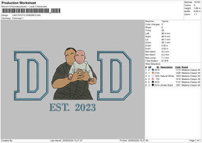 Dad Photo 2006b Embroidery Machine Design File 6 sizes