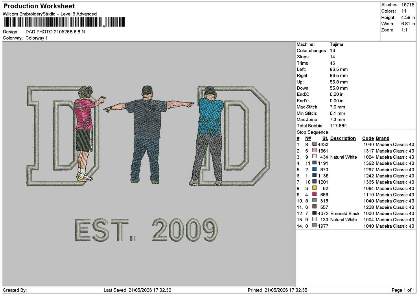 Dad Photo 2105b Embroidery Machine Design File 6 sizes