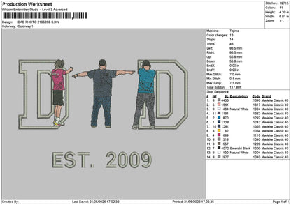 Dad Photo 2105b Embroidery Machine Design File 6 sizes