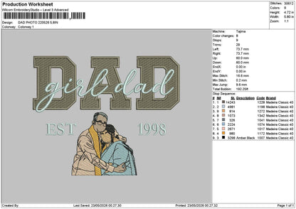 Dad photo 2205 Embroidery File 6  sizes