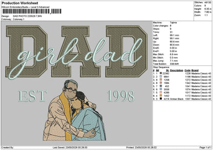 Dad photo 2205 Embroidery File 6  sizes