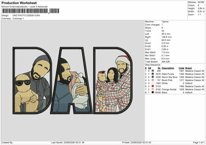 Dad Photo 2206 Embroidery Machine Design File 6 sizes
