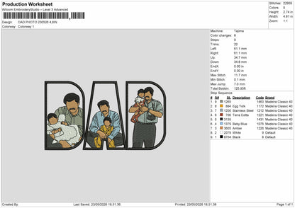 DAD 230526 Embroidery Machine Design File 6 sizes