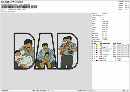 DAD 230526 Embroidery Machine Design File 6 sizes