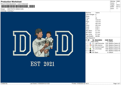 Dad Photo 3024d Embroidery File 6 sizes