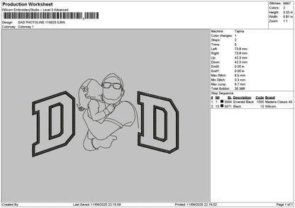 Dad Photoline 1106 Embroidery File 6 sizes