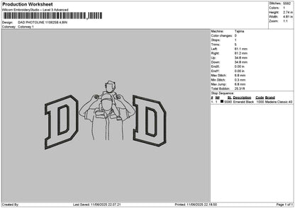 Dad Photoline 1106b Embroidery File 6 sizes