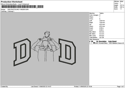 Dad Photoline 1106b Embroidery File 6 sizes