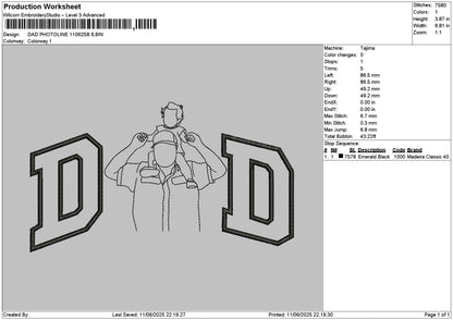Dad Photoline 1106b Embroidery File 6 sizes