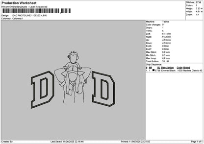 Dad Photoline 1106c Embroidery File 6 sizes