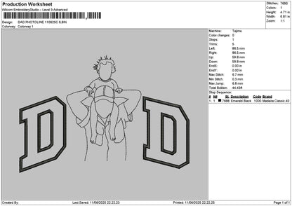 Dad Photoline 1106c Embroidery File 6 sizes
