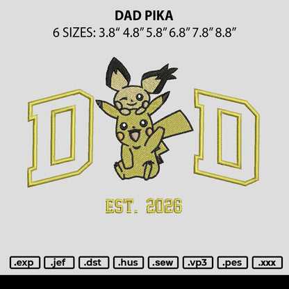 Dad Pika Embroidery File 6 sizes