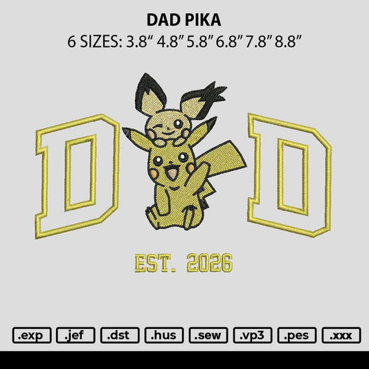 Dad Pika Embroidery File 6 sizes