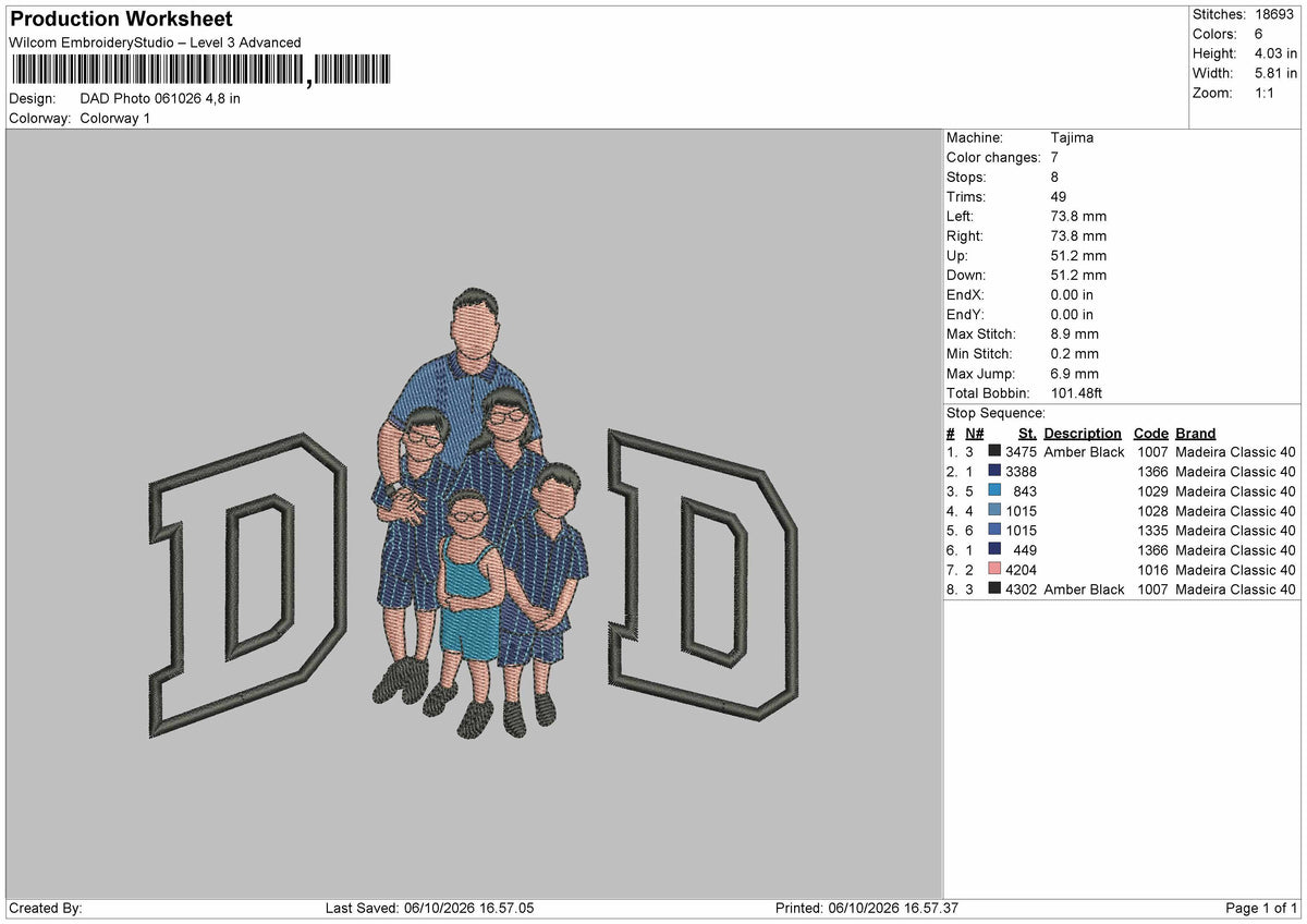 Dad Photo 0610 Embroidery Machine Design File 6 sizes