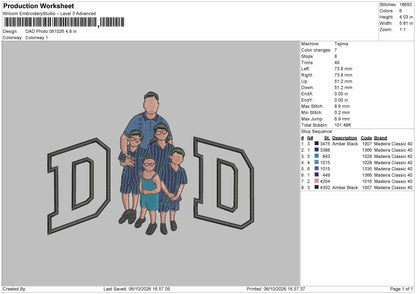 Dad Photo 0610 Embroidery Machine Design File 6 sizes