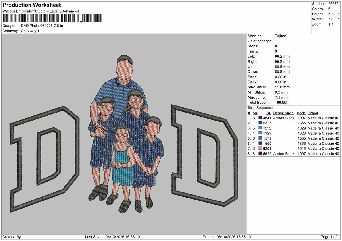 Dad Photo 0610 Embroidery Machine Design File 6 sizes