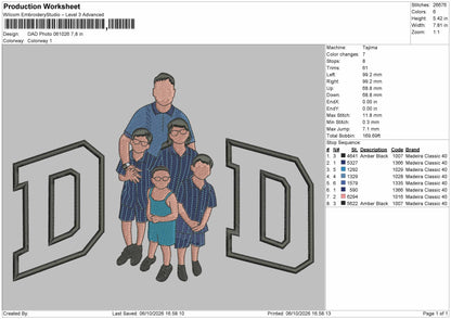 Dad Photo 0610 Embroidery Machine Design File 6 sizes